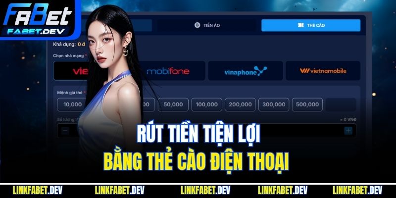 Rút tiền tiện lợi bằng thẻ cào điện thoại 